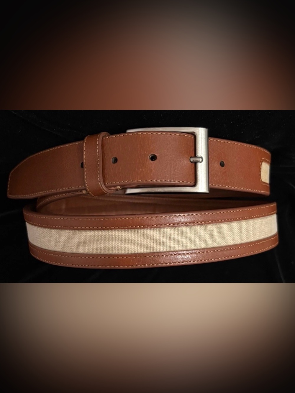 Men’s Joseph Abboud Sz 44 Two-toned/ Two-textured Belt w/ Nickel-finish Buckle